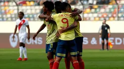 El festejo de los jugadores colombianos.