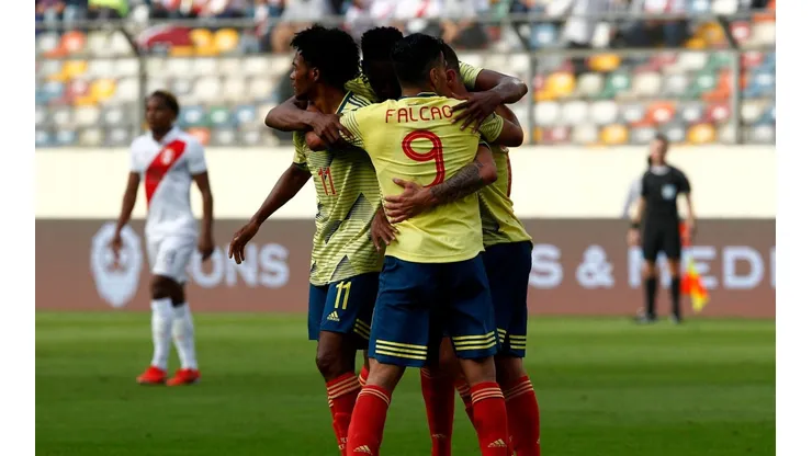 El festejo de los jugadores colombianos.