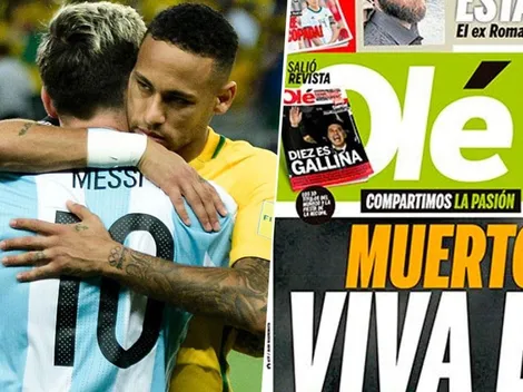 Innecesaria: la tapa de Olé tildando de 'muerto' a Neymar para elogiar a Messi