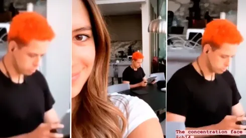 Chicharito estaba muy concentrado y Sarah Kohan aprovechó para trollearlo con un video