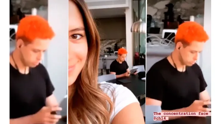 Chicharito estaba muy concentrado y Sarah Kohan aprovechó para trollearlo con un video