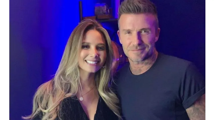 Melissa Martínez y su foto con David Beckham.