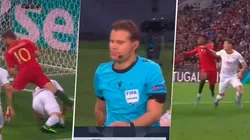 Había cobrado penal para Portugal, pero el VAR le avisó de una falta previa ¡y dio penal para Suiza!