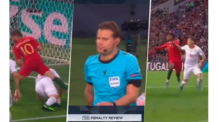 Había cobrado penal para Portugal, pero el VAR le avisó de una falta previa ¡y dio penal para Suiza!