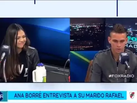 En Fox Sports, la esposa de Santos Borré hizo de periodista y tuvo un mano a mano con su pareja