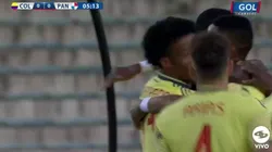 El festejo de la Selección Colombia en el primer gol ante Panamá.