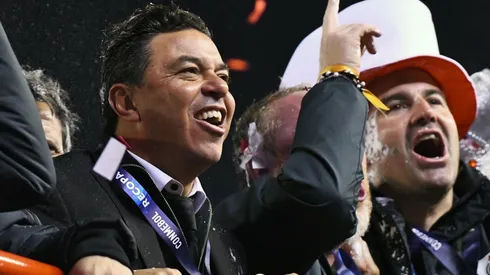 La alegría de Gallardo tras ganar la Recopa Sudamericana.