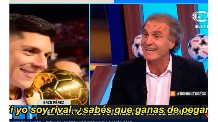 El divertido cruce entre Ruggeri y Enzo Pérez.