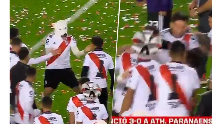 Pratto la rompió con su máscara de oso.