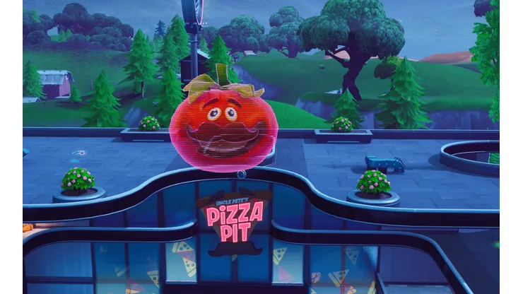 Desafío de Fortnite: Baila dentro de un holograma de Tomatoide, de Hamburrrguesa y sobre una cabeza de bola de masa gigante