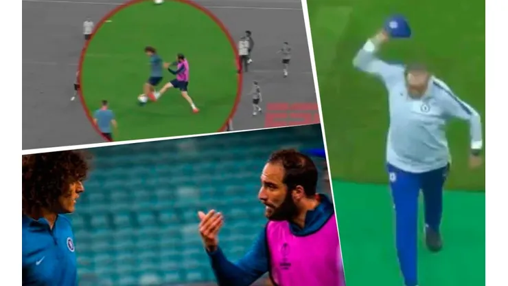 Video: Higuaín se calentó, David Luiz le dio un codazo y Sarri explotó a un día de la final