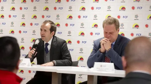 Ernesto Lucena, presidente de Coldeportes; y Ramón Jesurún, presidente de la FCF.