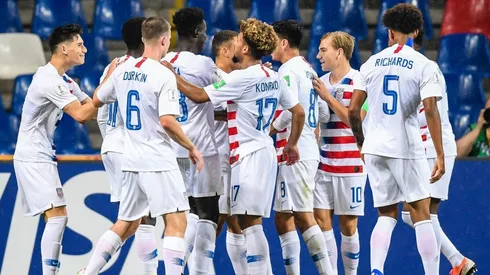 El festejo de los jugadores estadounidenses.