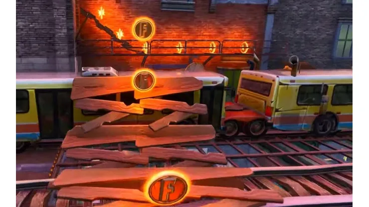 Donde estan la Grúa, el tren elevado y la valla en Fortnite - Desafío Entrega en el centro