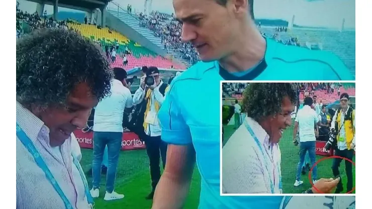 El gesto de Wilmar Roldán con Alberto Gamero antes del juego entre Tolima y Junior.