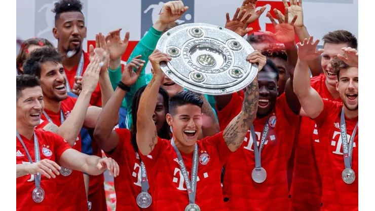 James Rodríguez festeja el título de Bundesliga 18/19.