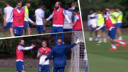 Hasta se la agarró con Caballero: Higuaín hizo un escándalo en el entrenamiento del Chelsea