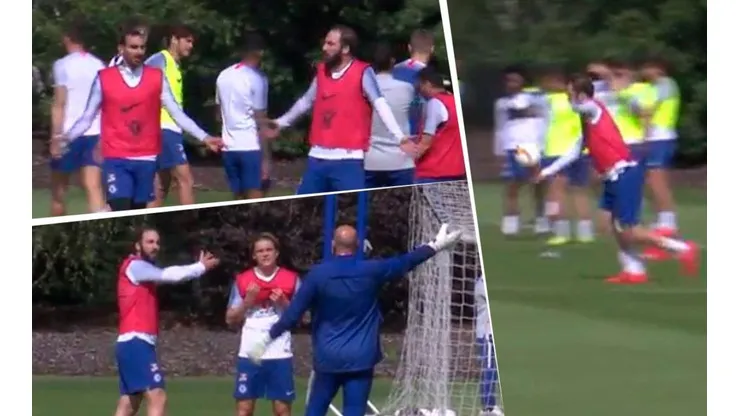 Hasta se la agarró con Caballero: Higuaín hizo un escándalo en el entrenamiento del Chelsea