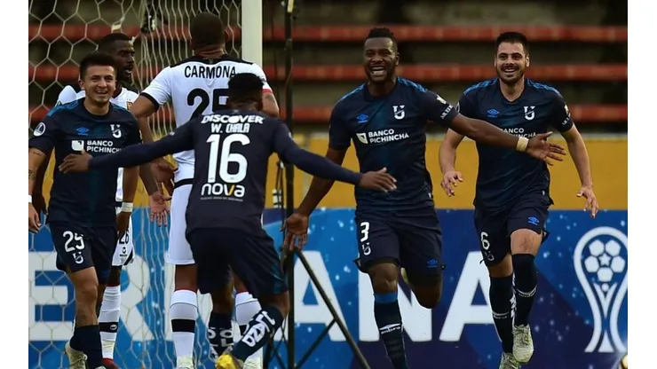 El festejo de los jugadores ecuatorianos.