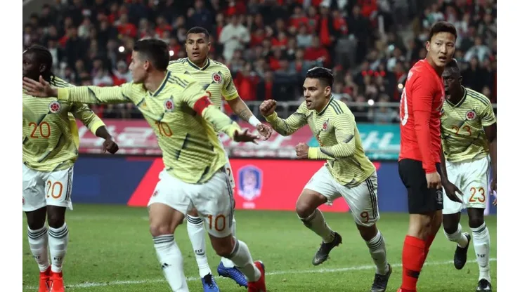 Jugadores de la Selección Colombia en un amistoso contra Corea del Sur.