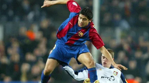 Juan Román Riquelme jugando en Barcelona.