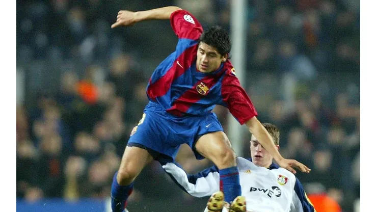 Juan Román Riquelme jugando en Barcelona.