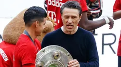 James Rodríguez con Niko Kovac en el festejo del Bayern Múnich.