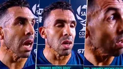 ¡Guarda, Carlitos! Tevez estaba dando una entrevista y se le cayó un cartel en la cabeza