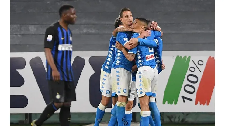 El festejo de los jugadores de Napoli.