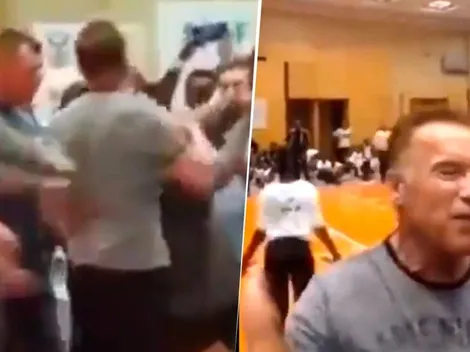 Viral: a Schwarzenegger le pegaron una patada voladora en un evento, pero ni lo movieron