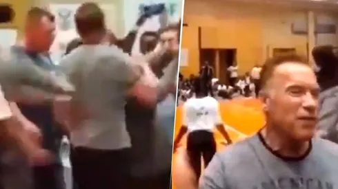 Viral: a Schwarzenegger le pegaron una patada voladora en un evento, pero ni lo movieron