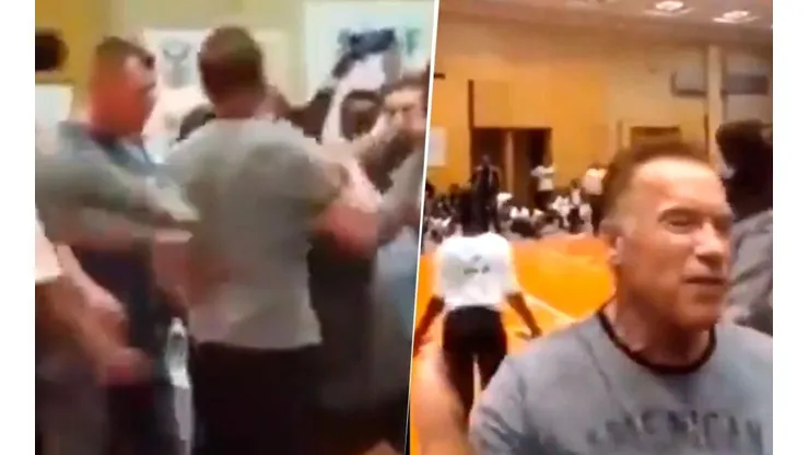 Viral: a Schwarzenegger le pegaron una patada voladora en un evento, pero ni lo movieron