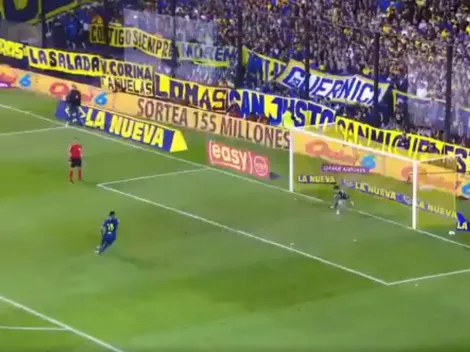 Un loco: en plena Bombonera, así pateó Fabra su penal para Boca