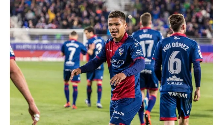 Juan Camilo Hernández, jugador del Huesca de España.