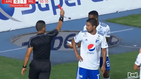 Así se fue expulsado Andrés Román en el duelo América vs Millonarios.
