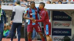 Hugo Rodallega festeja su último gol en la liga de Turquía con el Trabzonspor.