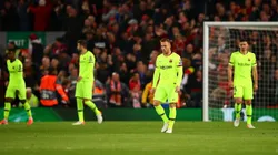 Foto de los jugadores de Barcelona sufriendo.