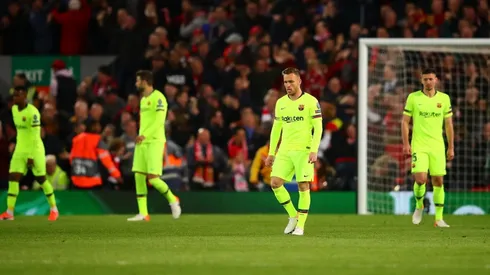 Foto de los jugadores de Barcelona sufriendo.