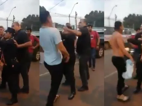 Video: Chilavert se peleó con un colectivero, le quiso pegar, pifió y la ligó una policía