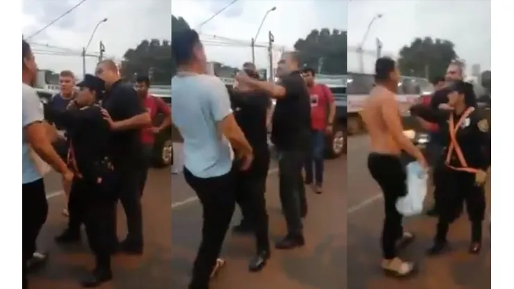 Video: Chilavert se peleó con un colectivero, le quiso pegar, pifió y la ligó una policía