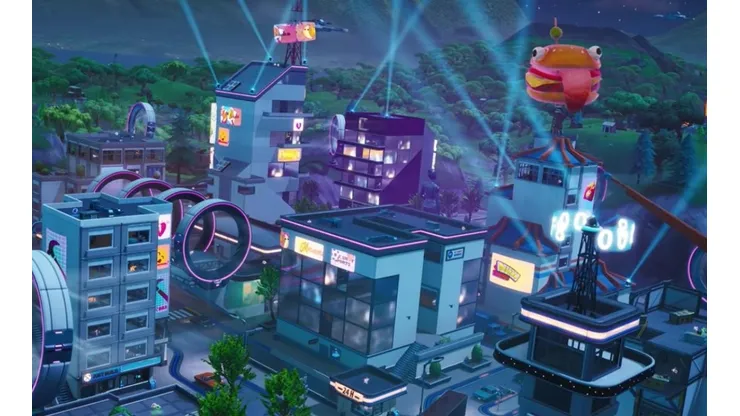 Monta en el Túnel Torrencial alrededor de Neorrecostados y Centro Comercial Gigante en Fortnite (Desafíos Semanales)