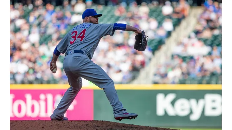 Lester en la lomita contra los Marineros de Seattle
