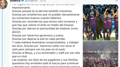 El mensaje de Shakira en defensa de los jugadores del Barcelona