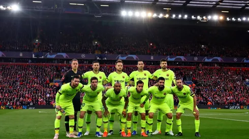 El XI titular de Barcelona ayer ante Liverpool.