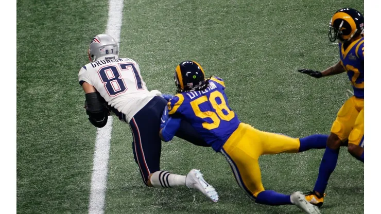 Rob Gronkowski en el Superbowl ante los Rams