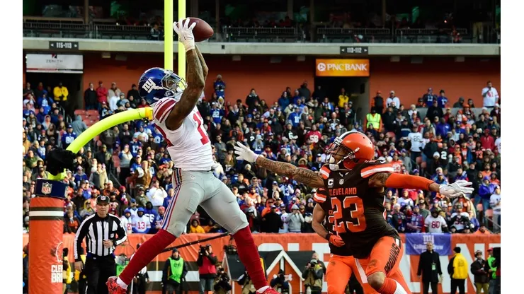 Odell Beckham Jr con los Giants frente a los Browns