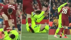 Se calentó Messi: Robertson le pegó en la cabeza, lo golpeó sin pelota y Lio lo fue a buscar