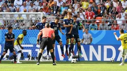 Juan Fernando Quintero anotando el primer gol de Colombia en el Mundial de Rusia 2018.