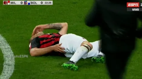 Así quedó tendido Lucas Biglia.