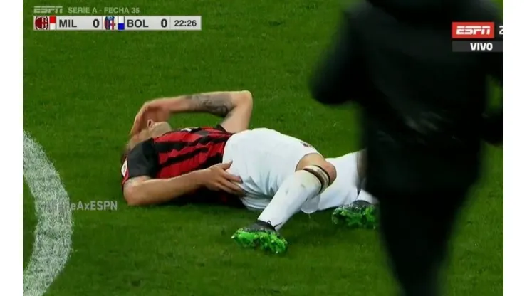 Así quedó tendido Lucas Biglia.
